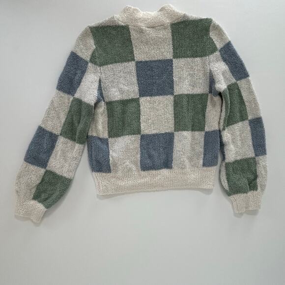 Abercrombie & Fitch Kids Check Sweater 11-12 Girls Preppy Blue Green Cozy - Picture 7 of 9